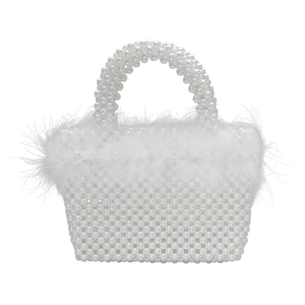 Feather Embellished Open Top Mini Tote Bag