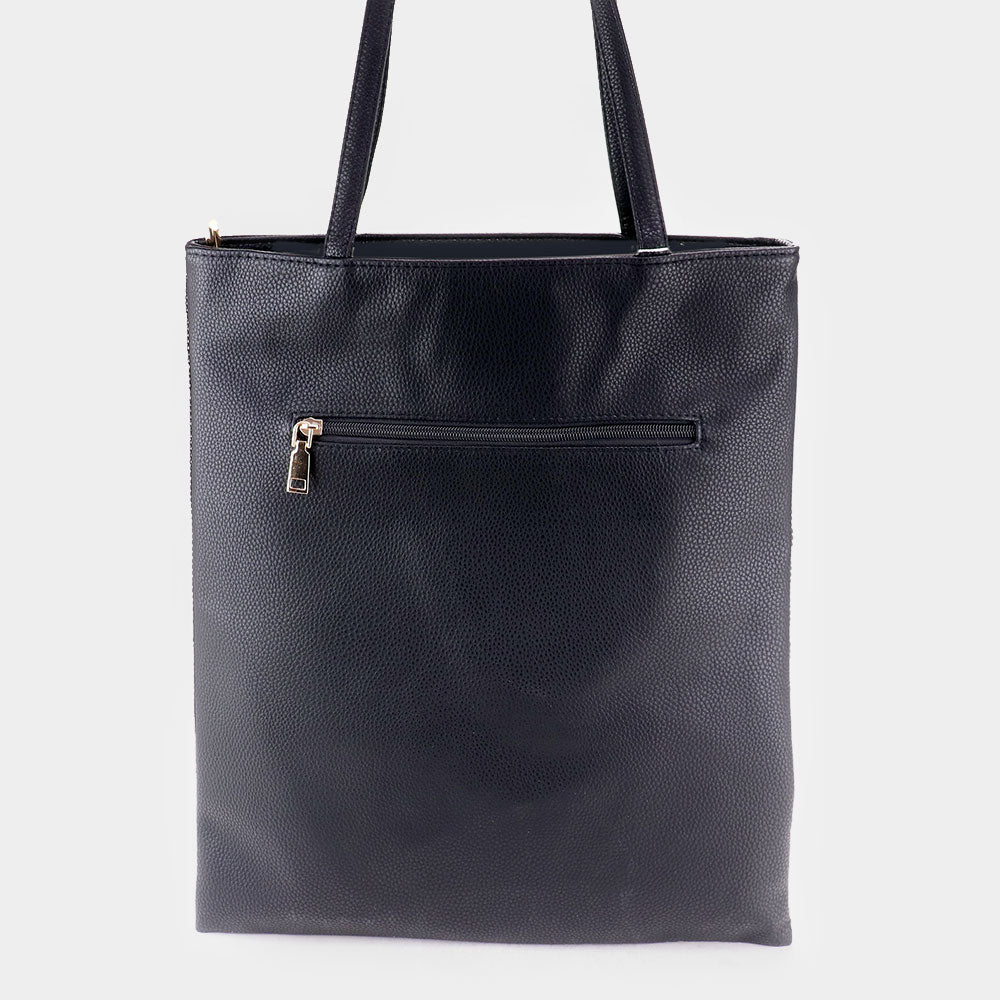 Fleur de Lis Accented Sequin Shoulder Bag
