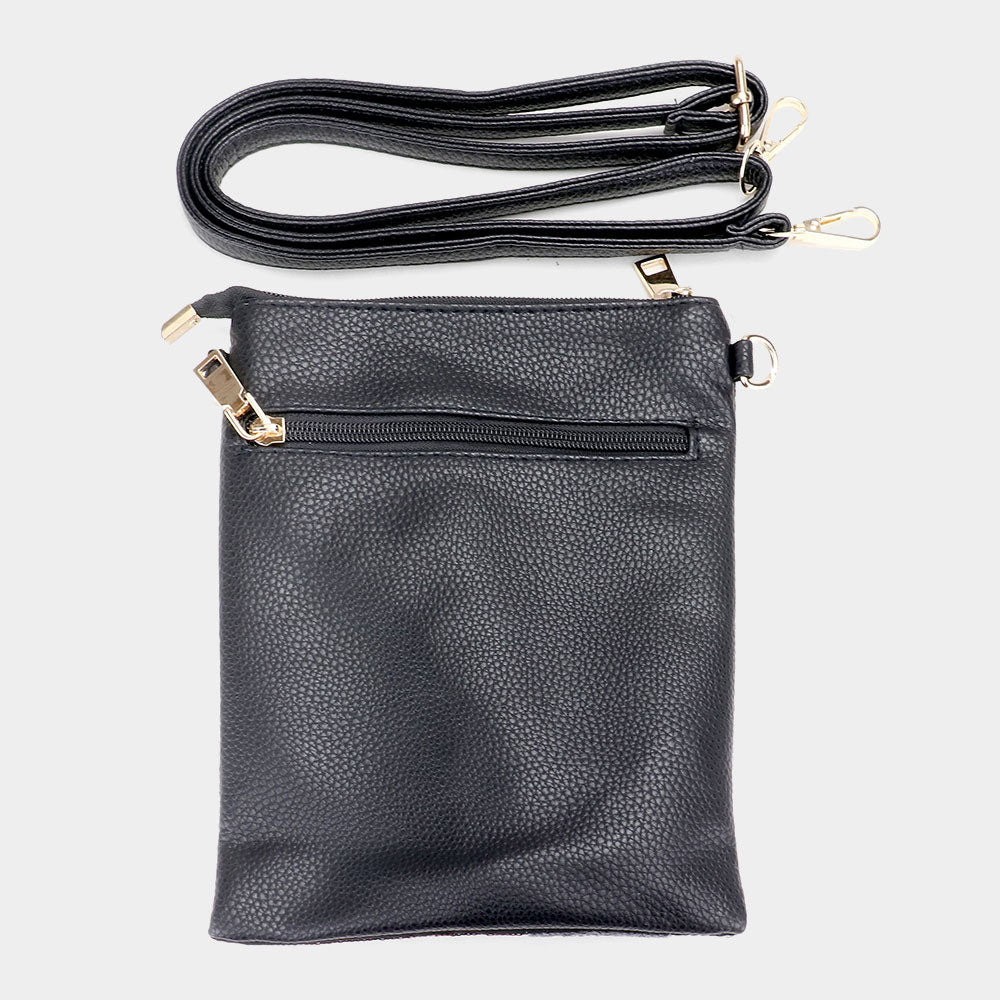Stiletto Heel Sequin Faux Leather Crossbody Bag