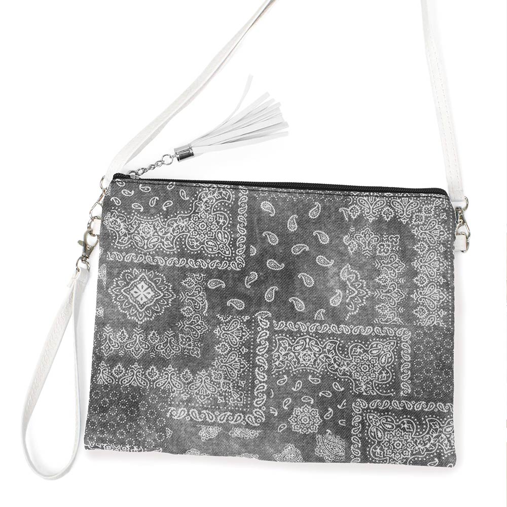 Paisley Patterned Wristlet Clutch / Crossbody Bag
