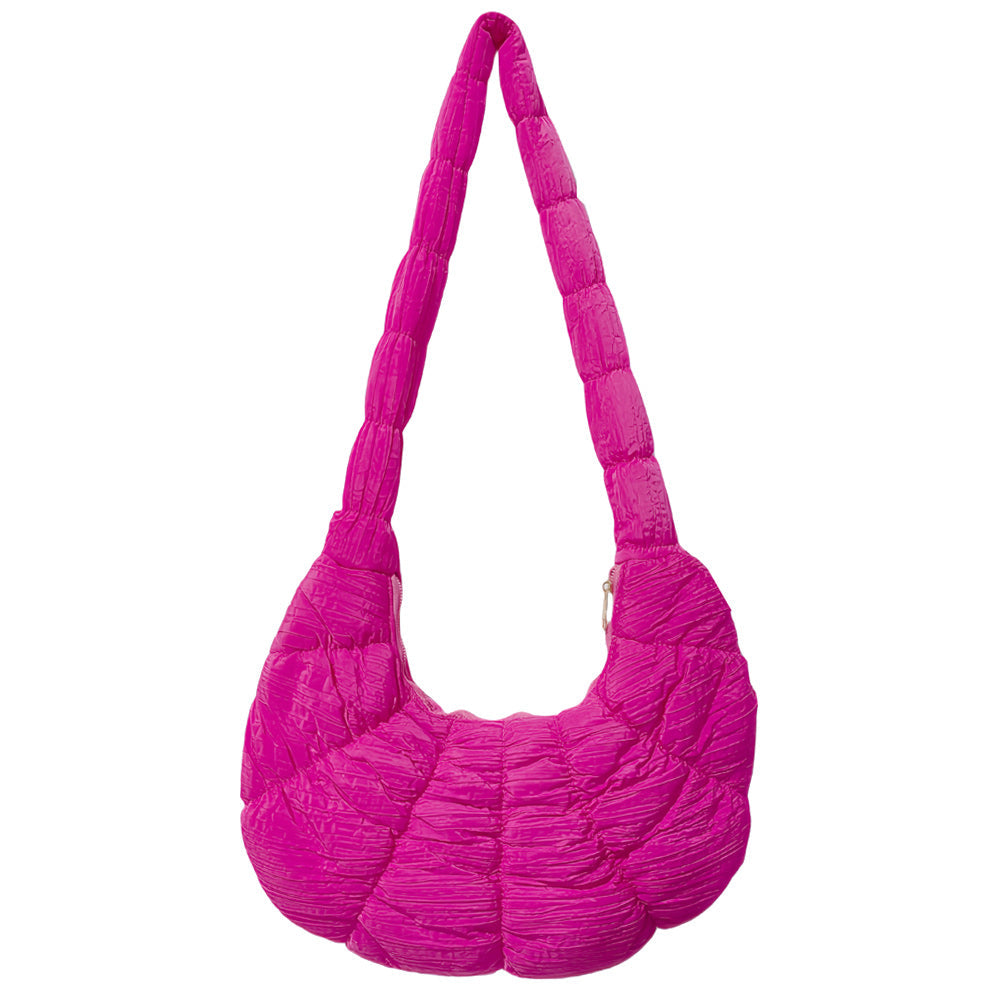 Quilted Puffer Croissant Crossbody Bag