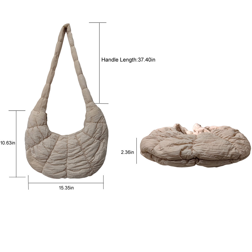 Quilted Puffer Croissant Crossbody Bag