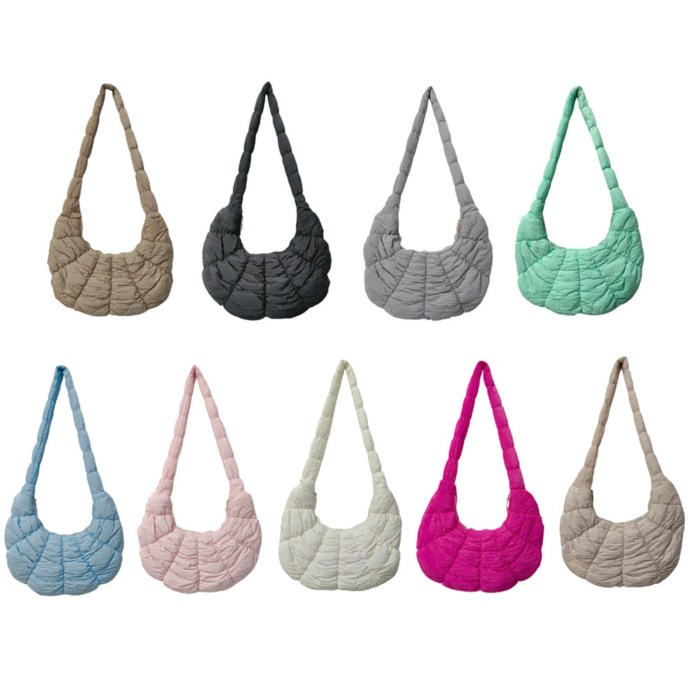Quilted Puffer Croissant Crossbody Bag
