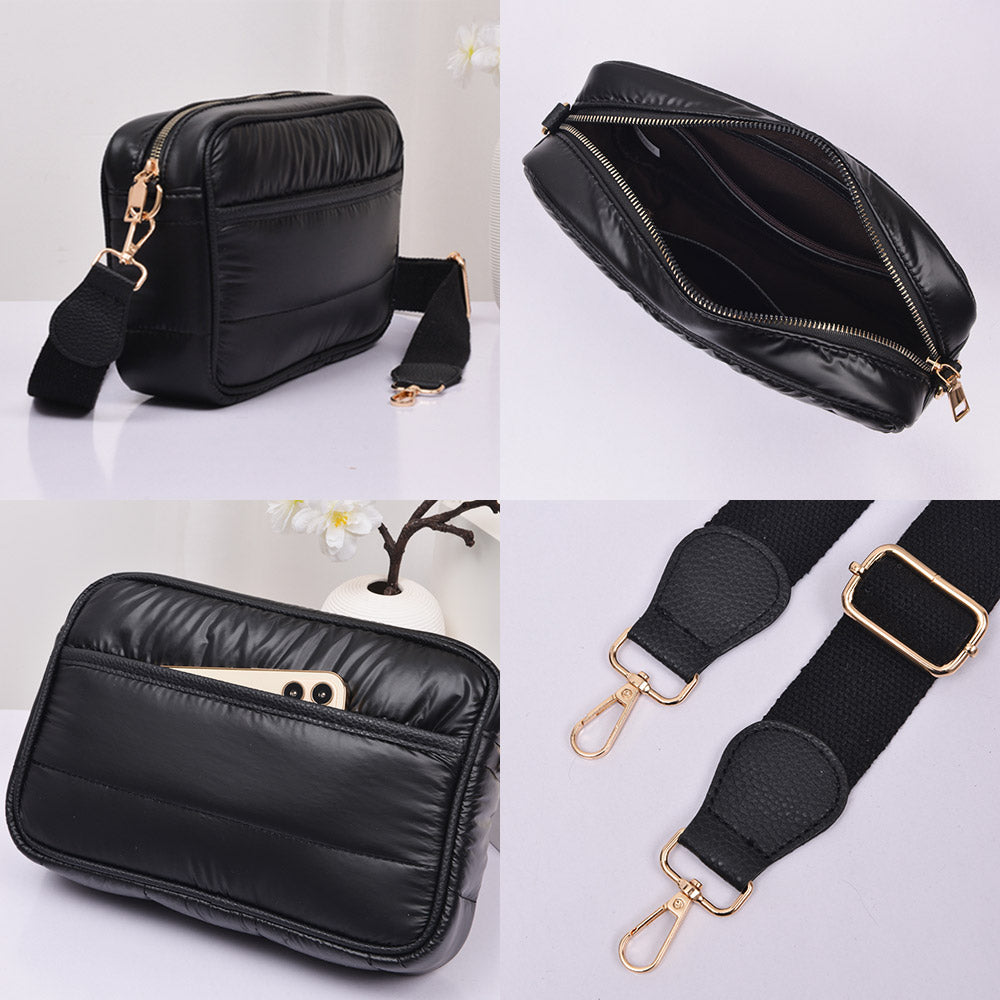 Solid Rectangle Puffer Crossbody Bag