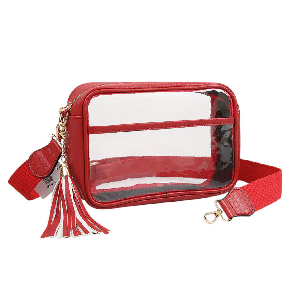 Faux Leather Transparent Rectangular Crossbody Bag