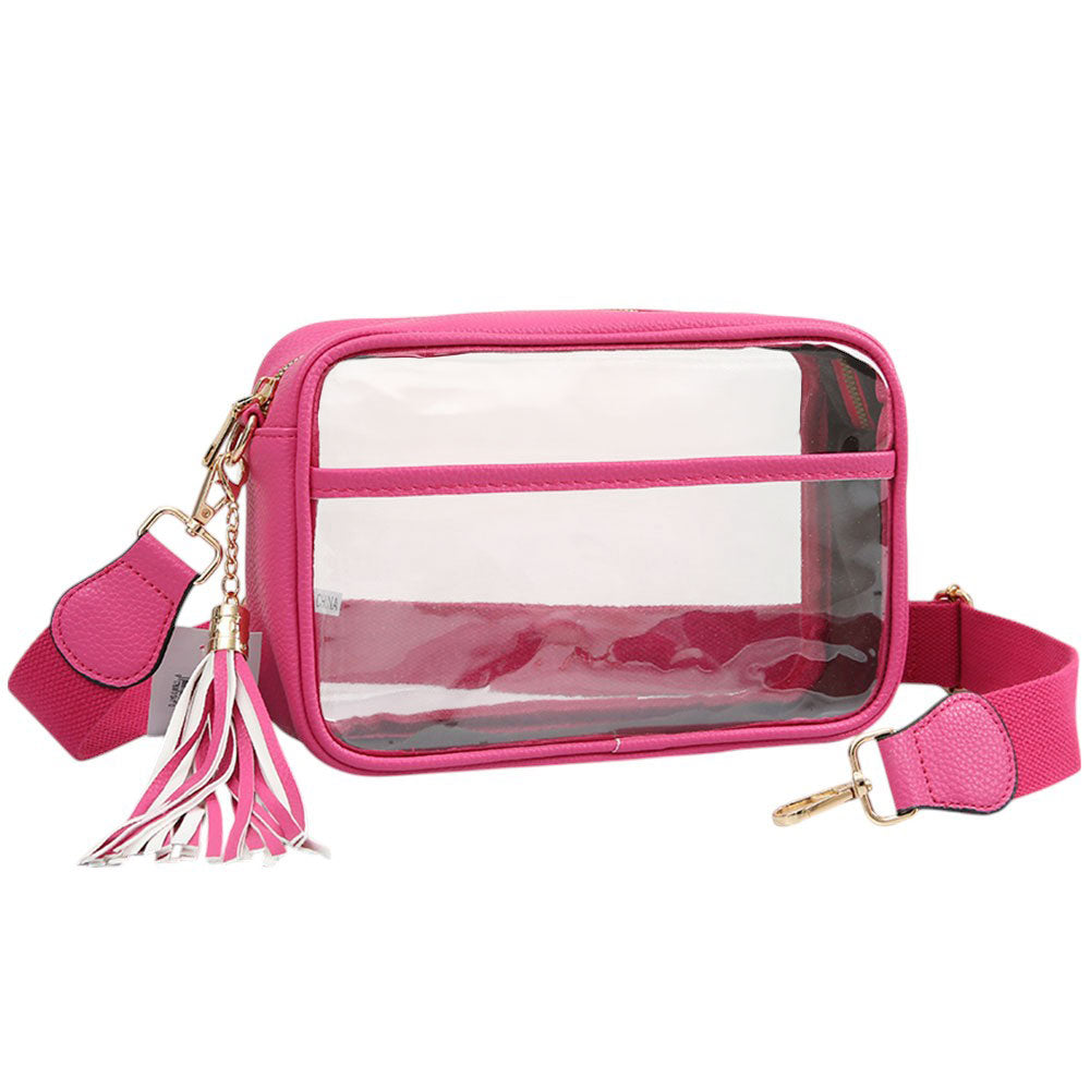 Faux Leather Transparent Rectangular Crossbody Bag