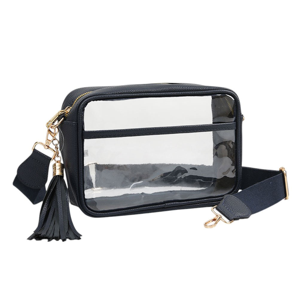 Faux Leather Transparent Rectangular Crossbody Bag