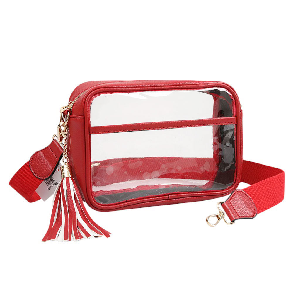 Faux Leather Transparent Rectangular Crossbody Bag