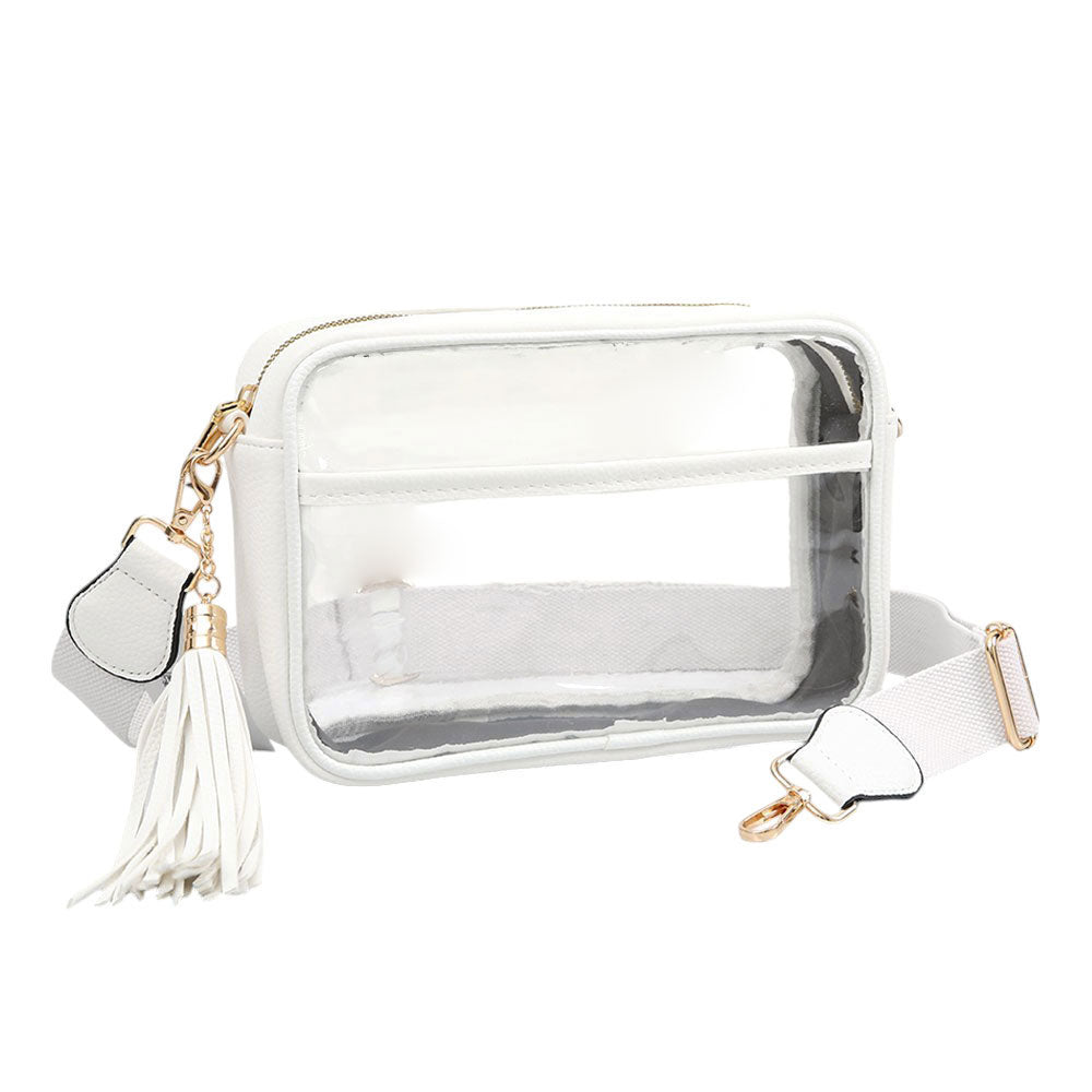 Faux Leather Transparent Rectangular Crossbody Bag
