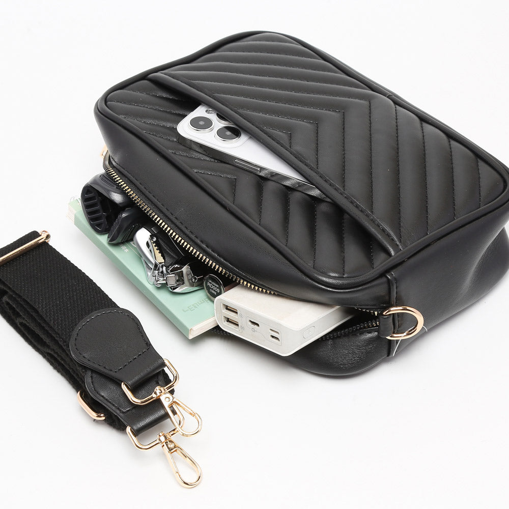 Chevron Patterned Rectangle Crossbody Bag