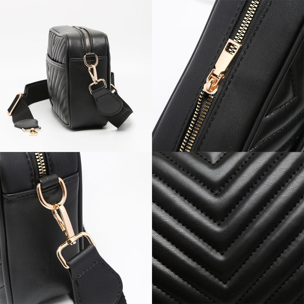 Chevron Patterned Rectangle Crossbody Bag