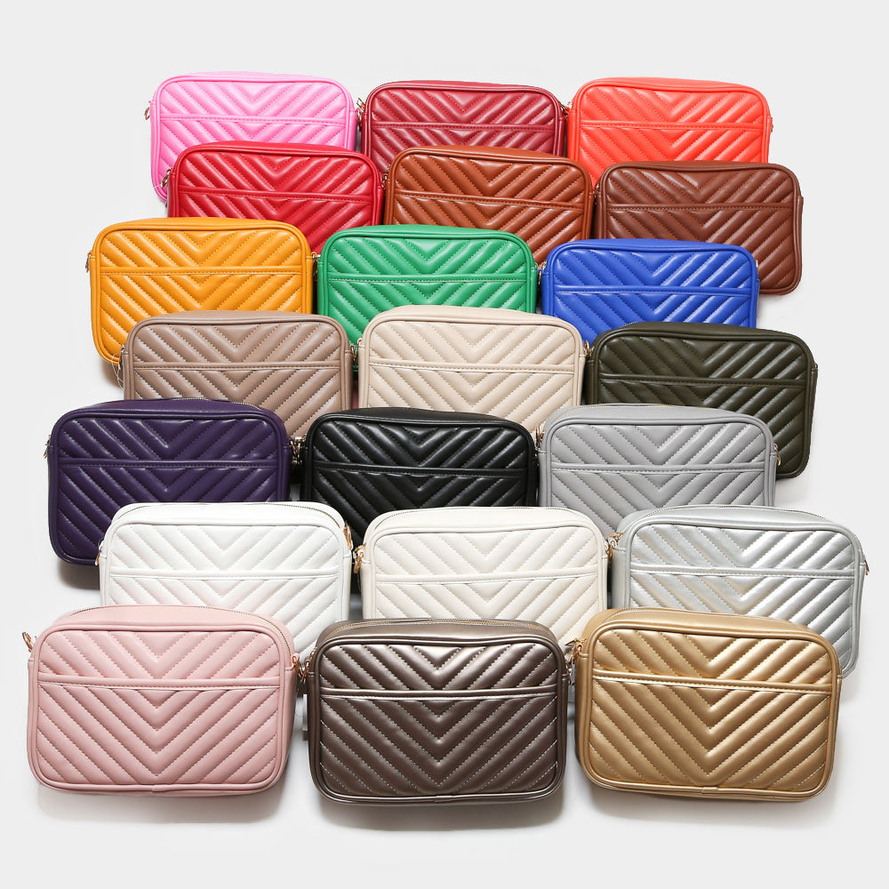 Chevron Patterned Rectangle Crossbody Bag