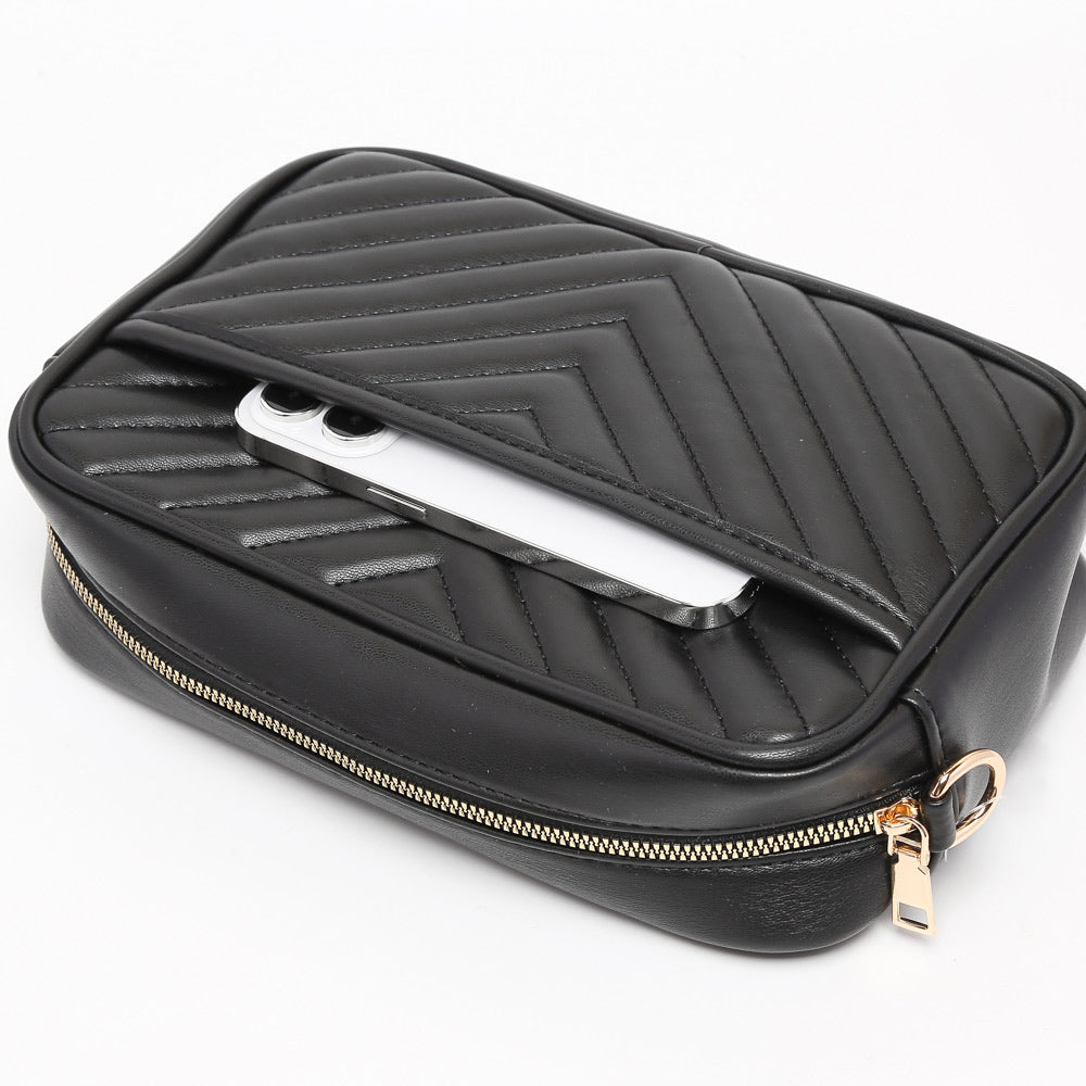 Chevron Patterned Rectangle Crossbody Bag