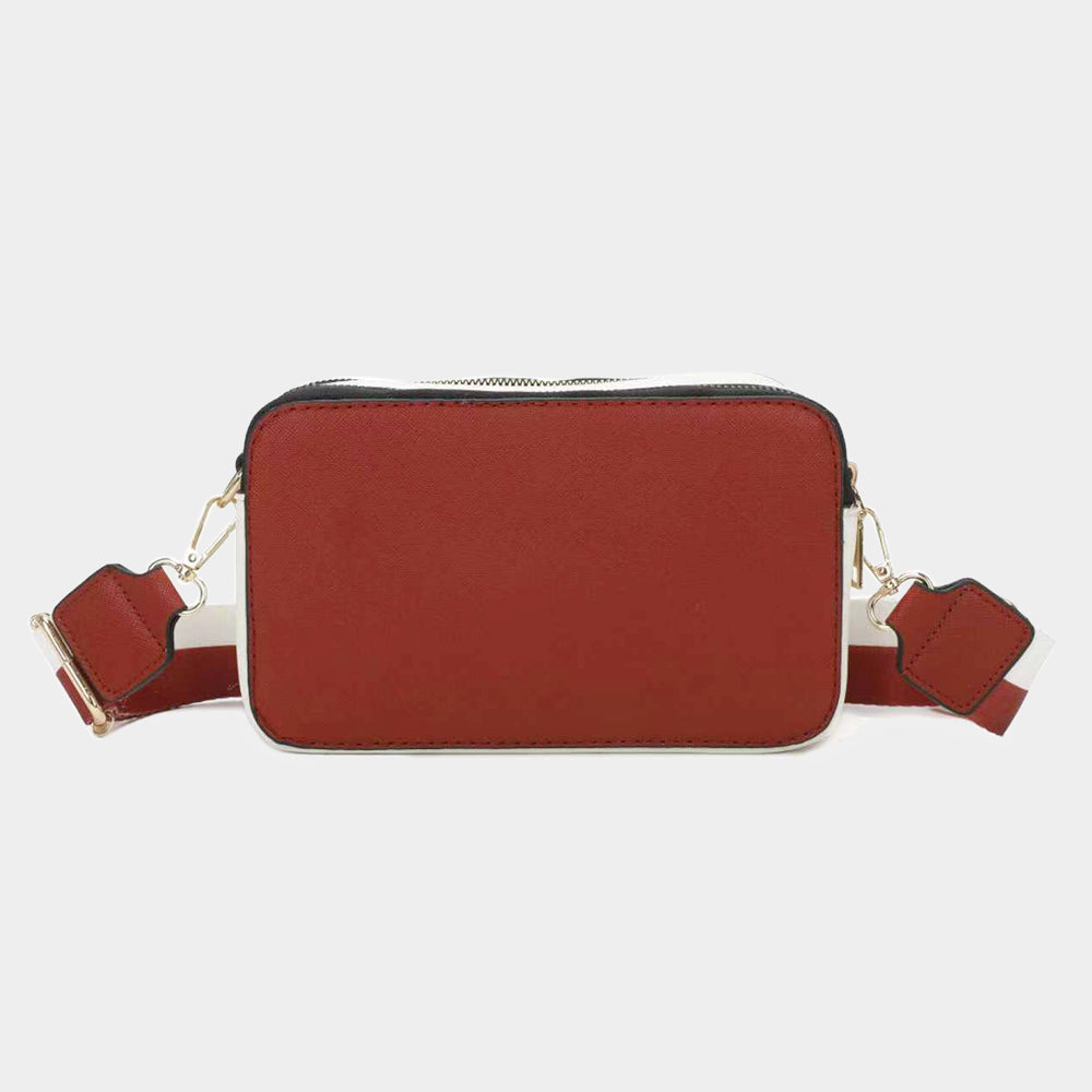Game Day Two Tone Faux Leather Rectangle Crossbody Bag