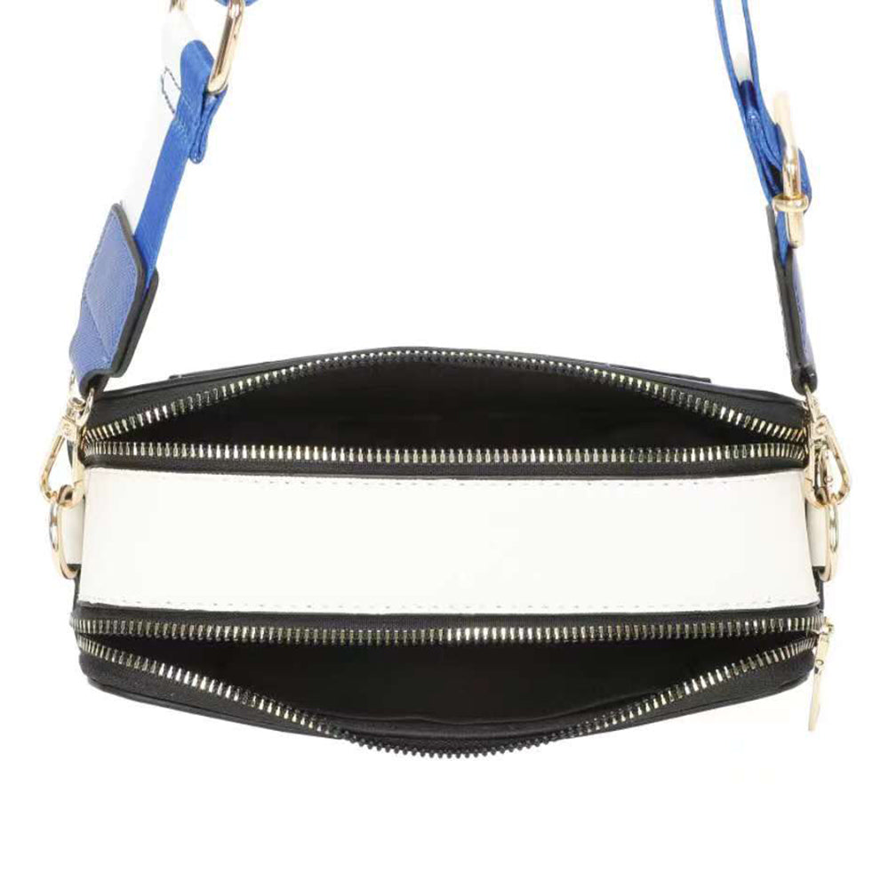 Game Day Two Tone Faux Leather Rectangle Crossbody Bag