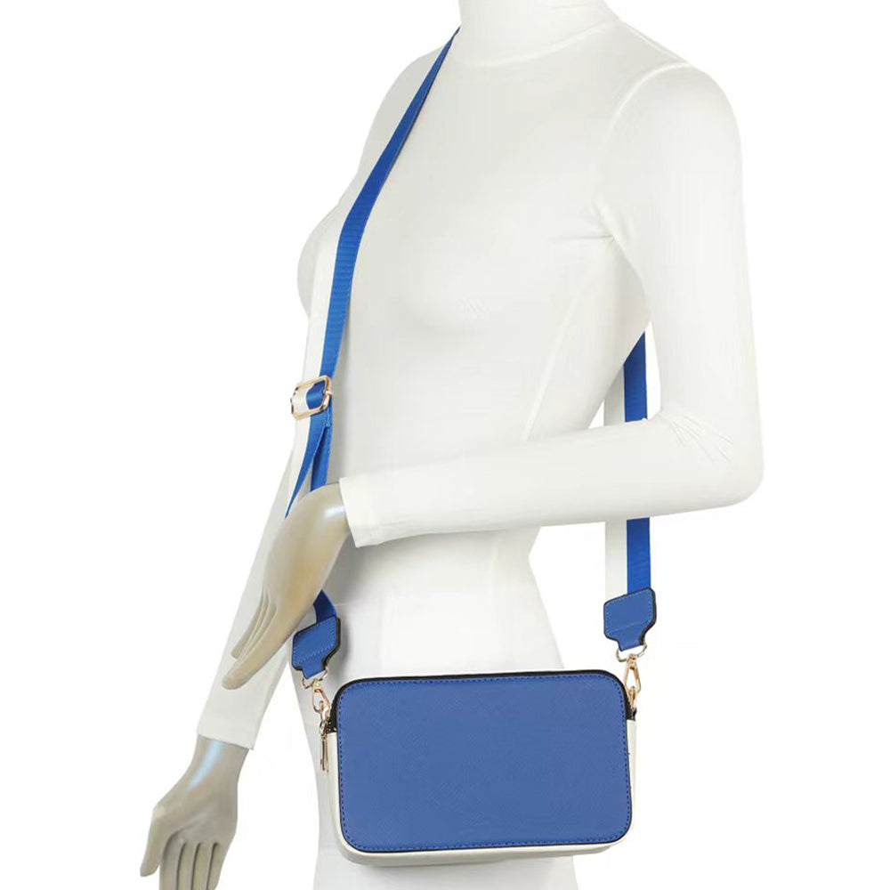 Game Day Two Tone Faux Leather Rectangle Crossbody Bag