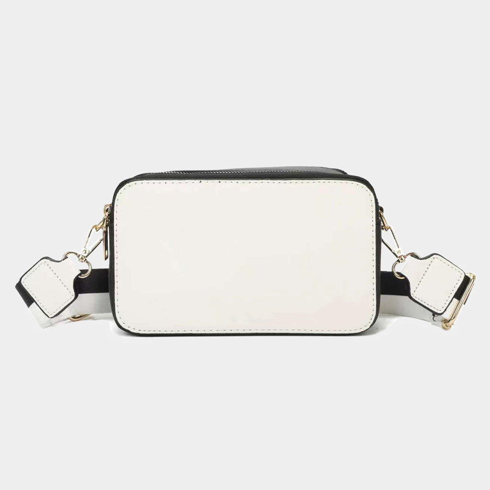 Game Day Two Tone Faux Leather Rectangle Crossbody Bag
