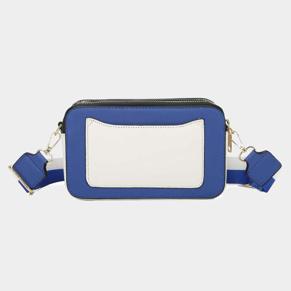 Game Day Two Tone Faux Leather Rectangle Crossbody Bag