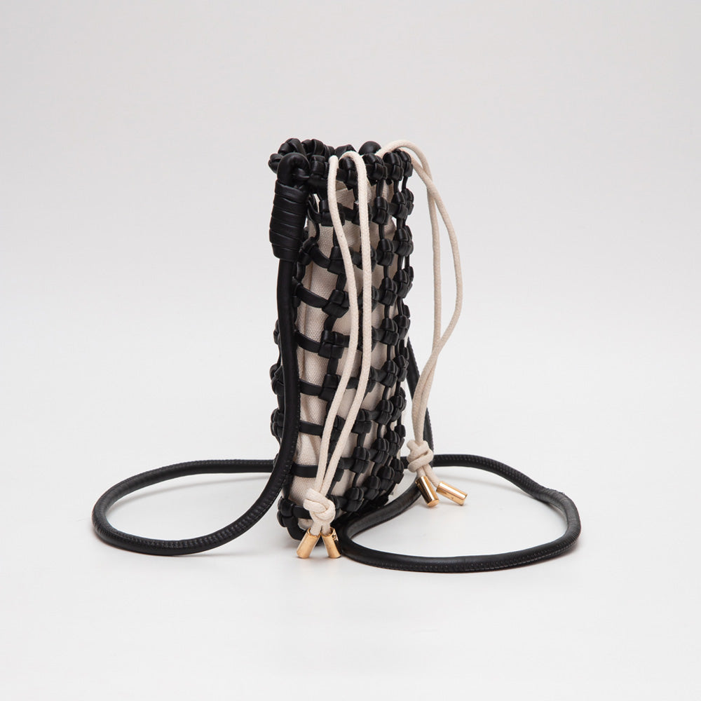 Faux Leather Mini Woven Crossbody Bag