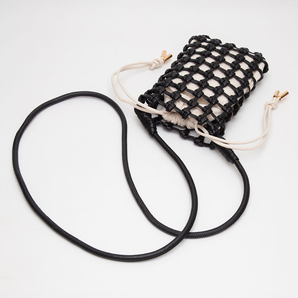 Faux Leather Mini Woven Crossbody Bag