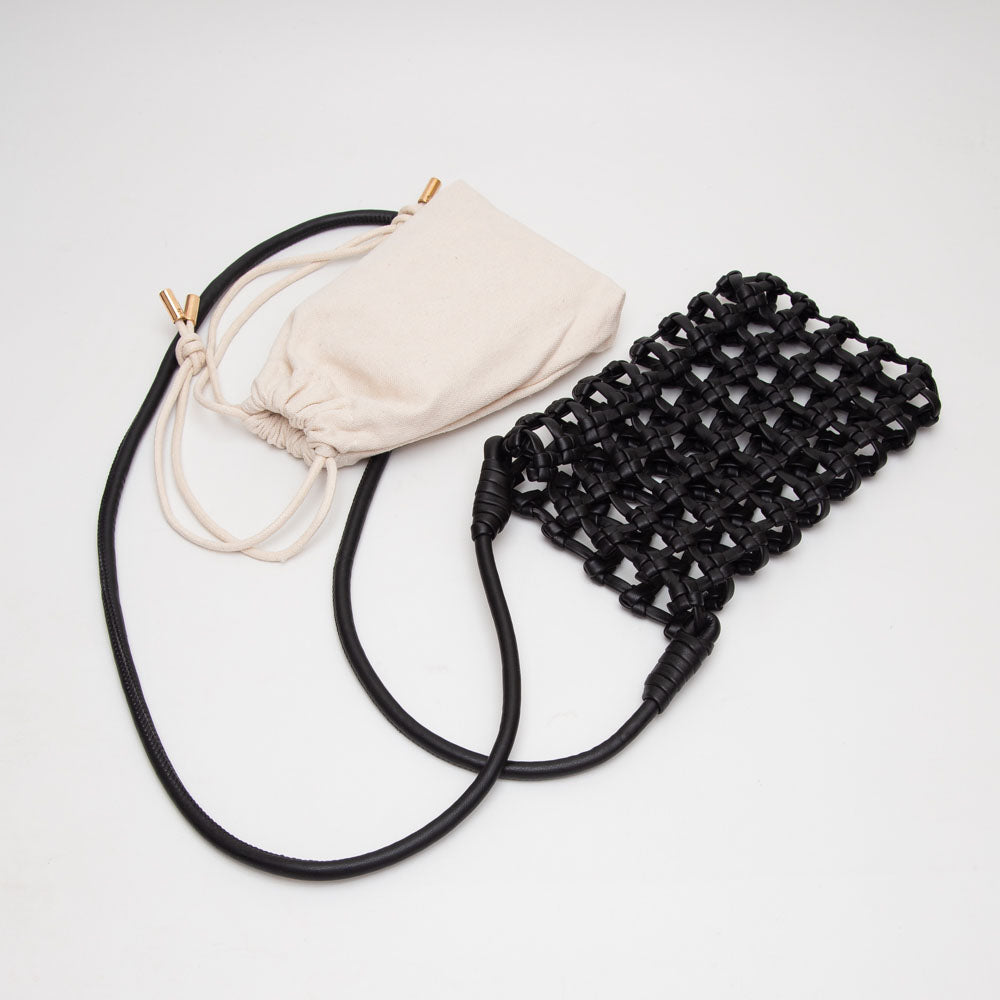Faux Leather Mini Woven Crossbody Bag