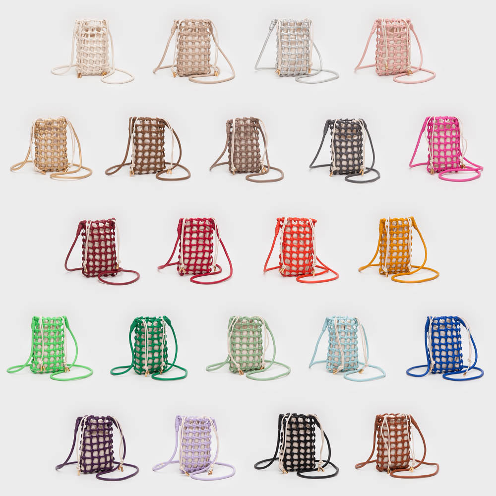 Faux Leather Mini Woven Crossbody Bag