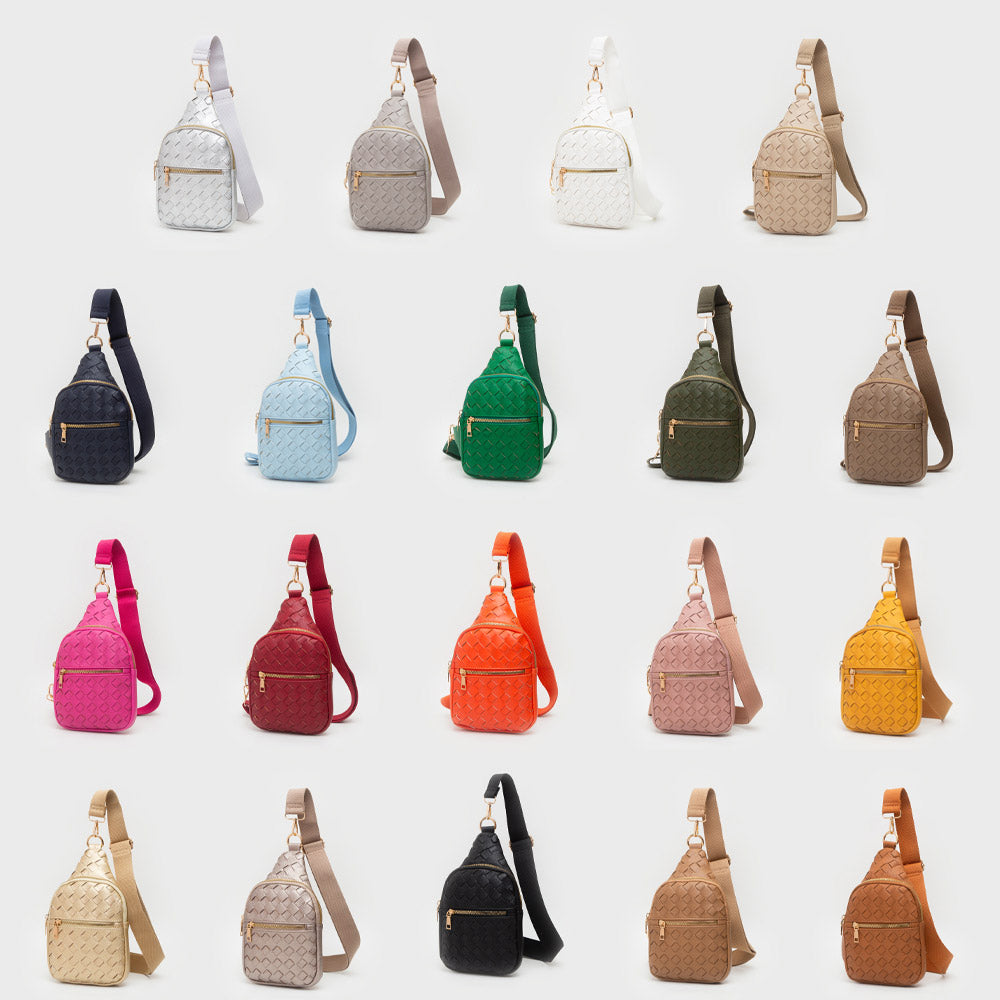 Faux Braided Leather Sling Bag