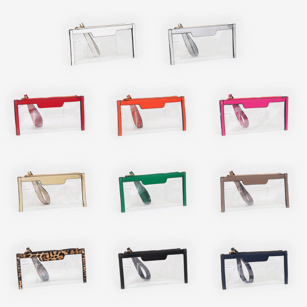Transparent Flap Wristlet Pouch / Clutch Bag