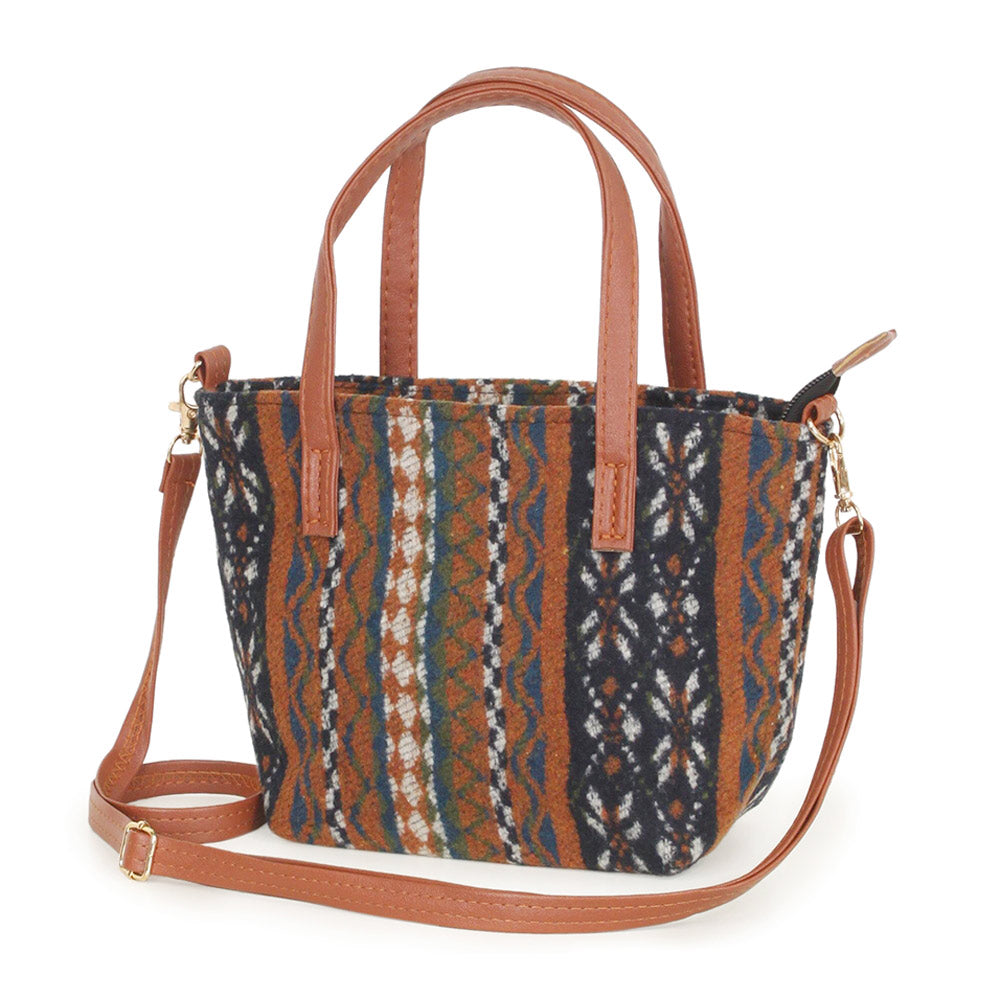 Ethnic Patterned Tote / Crossbody Bag
