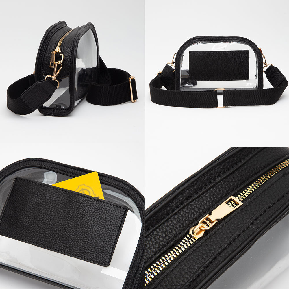 Faux Leather Transparent Crossbody Camera Bag