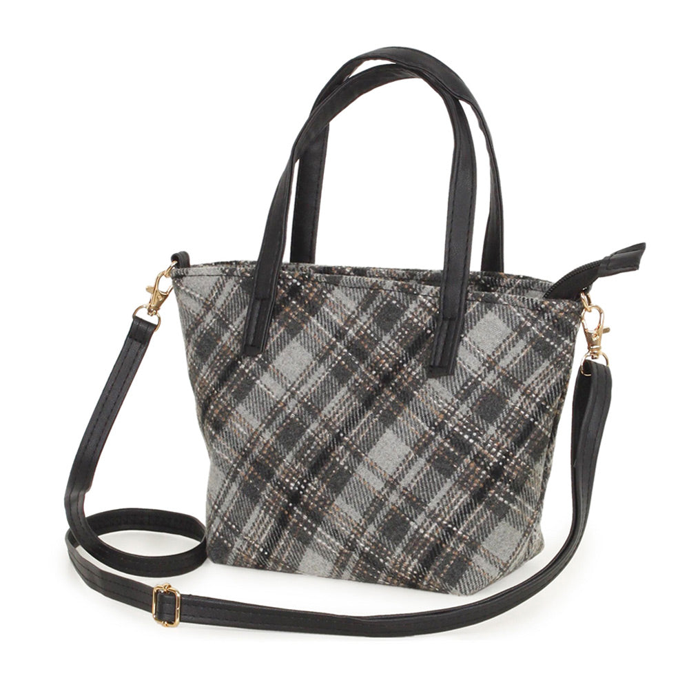 Plaid Check Patterned Tote / Crossbody Bag