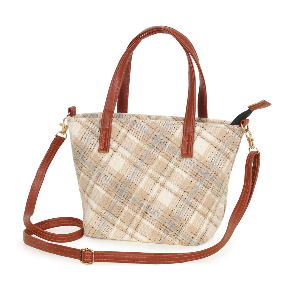 Plaid Check Patterned Tote / Crossbody Bag