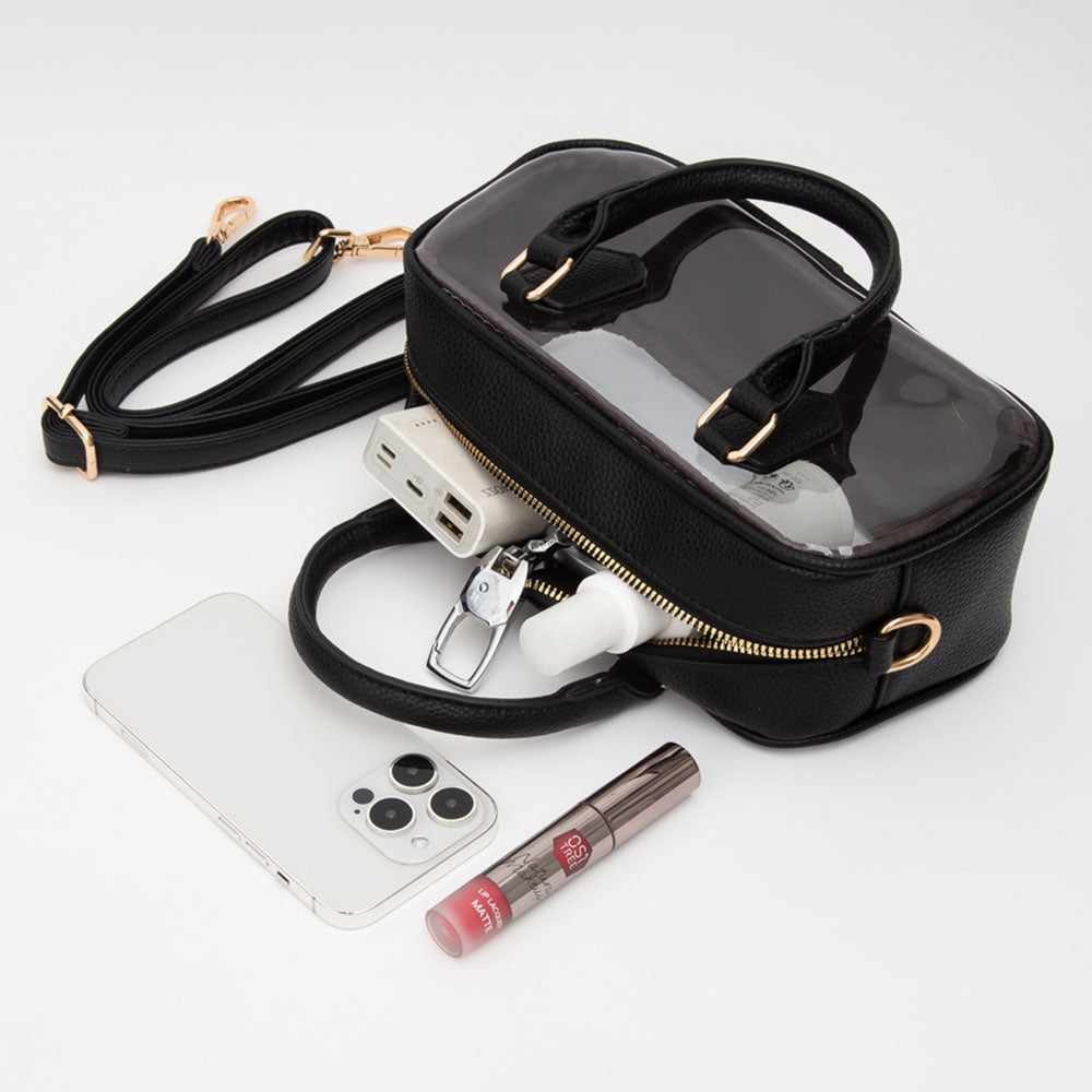 Transparent Structured Top Handle Handbag / Crossbody Bag