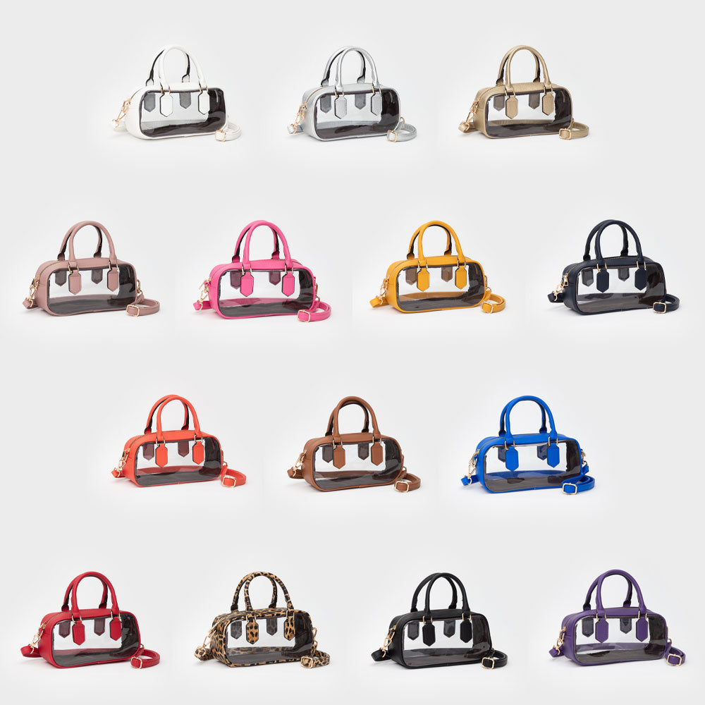 Transparent Structured Top Handle Handbag / Crossbody Bag