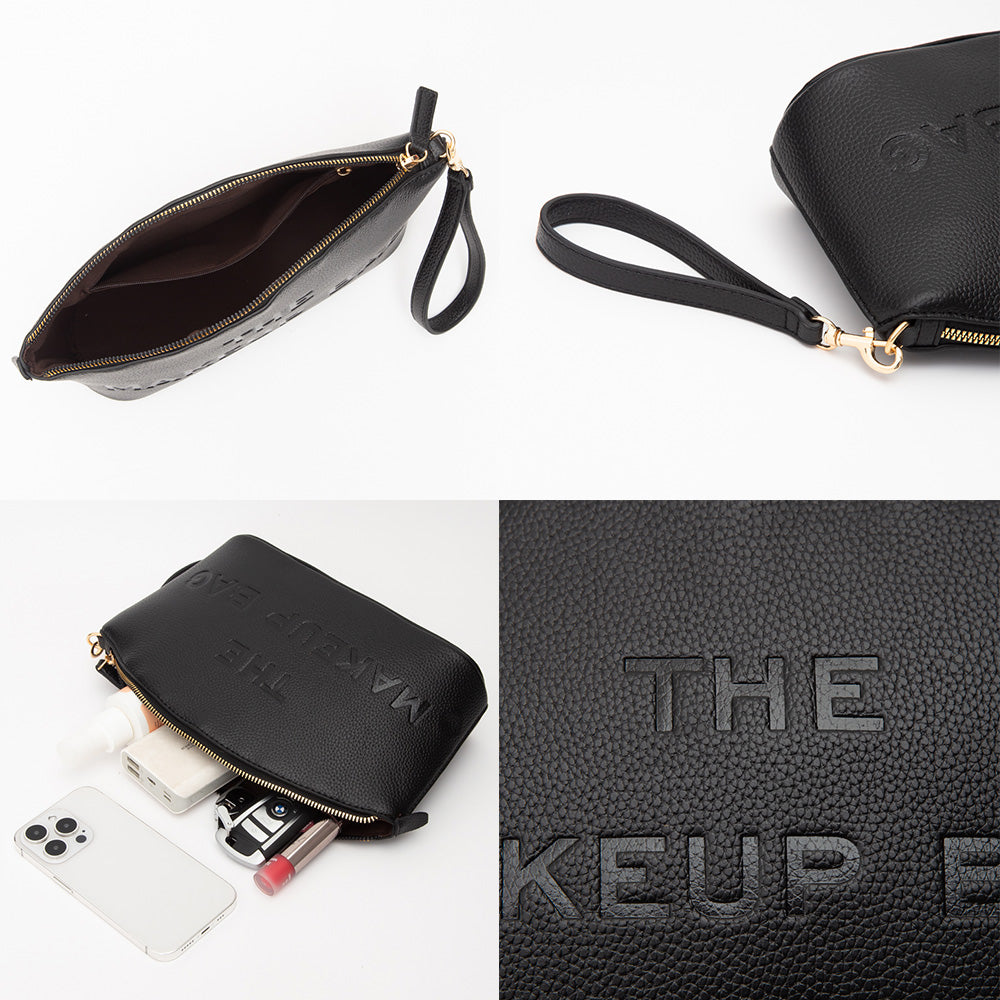 Faux Leather THE MAKE UP BAG Message Pouch Bag Beauty Organizer Bag