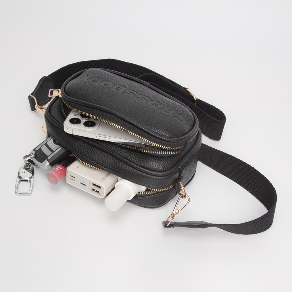 Faux Pebbled Leather Structured Crossbody Bag