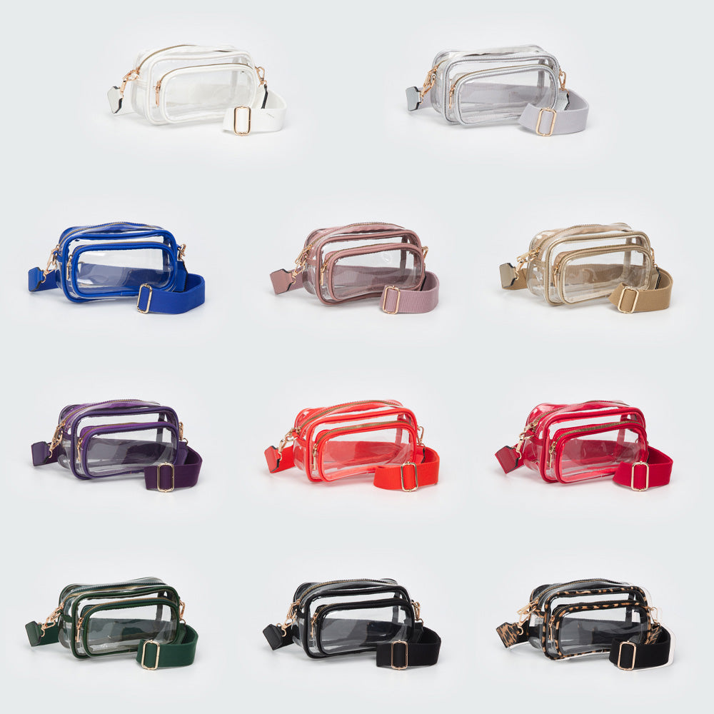 Transparent Rectangle Flap Crossbody Bag