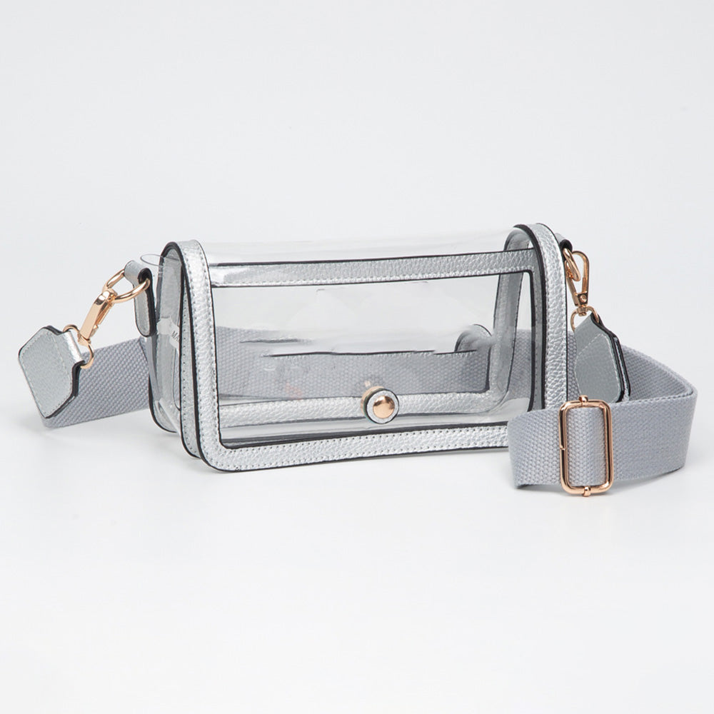 Transparent Rectangle Flap Crossbody Bag