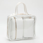 4PCS - Transparent Faux Leather Travel Cosmetic Bag Set