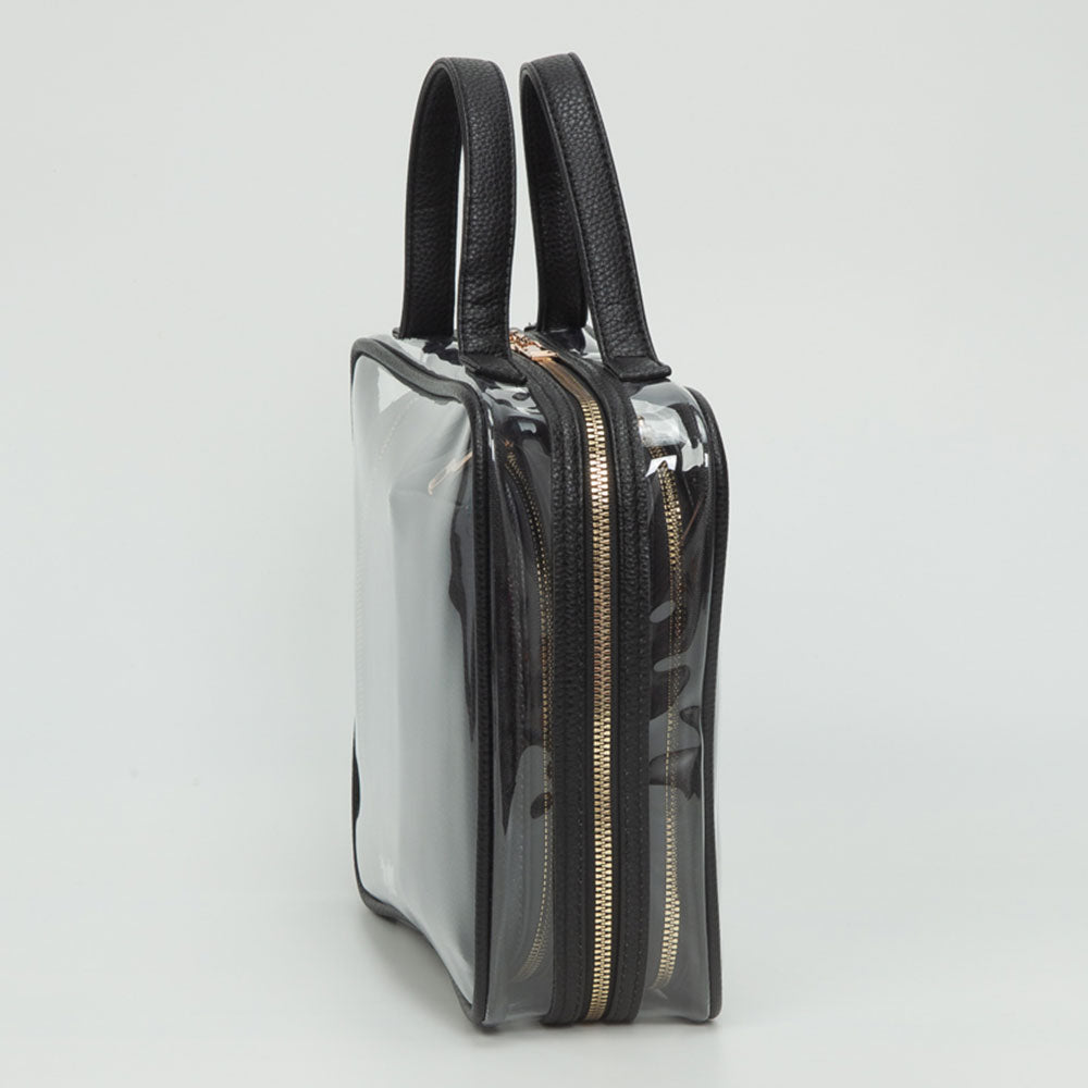 4PCS - Transparent Faux Leather Travel Cosmetic Bag Set