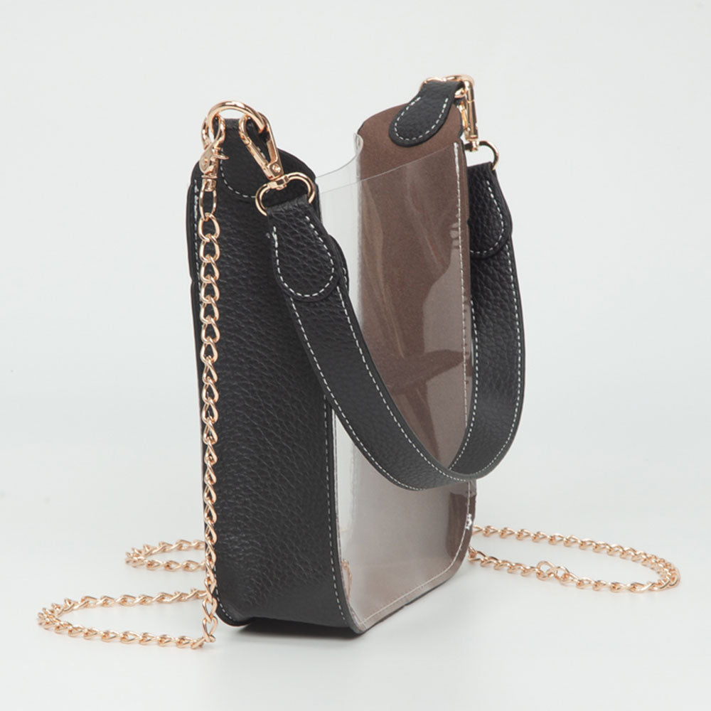 Transparent Faux Leather Chain Shoulder Mini Crossbody Bag