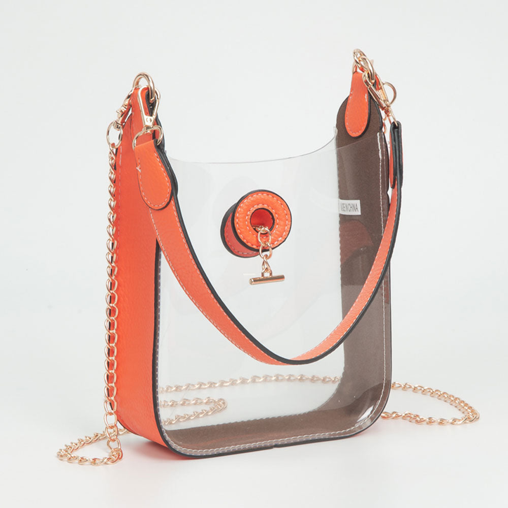 Transparent Faux Leather Chain Shoulder Mini Crossbody Bag