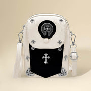 Studded Cross Accent Faux Leather Mini Crossbody Bag