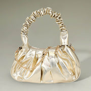 Metallic Faux Leather Top Handle Crossbody Bag