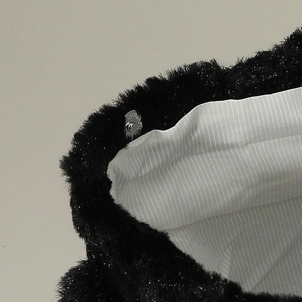 Monster Bunny Character Embroidered Faux Fur Plush Tote Bag