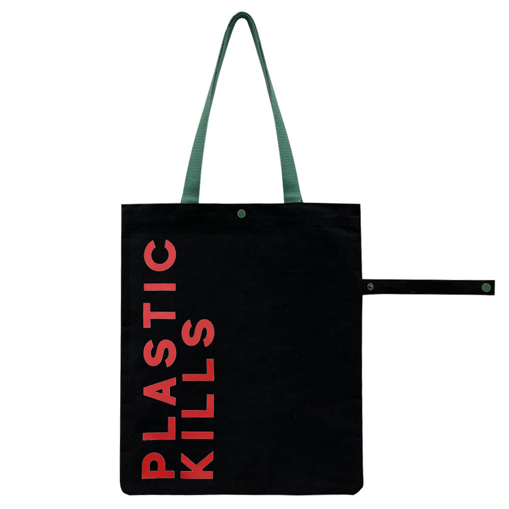 PLASTIC KILLS Message Printed Foldable Eco Bag