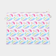 Feather _ Faux saffiano zip clutch bag with strap
