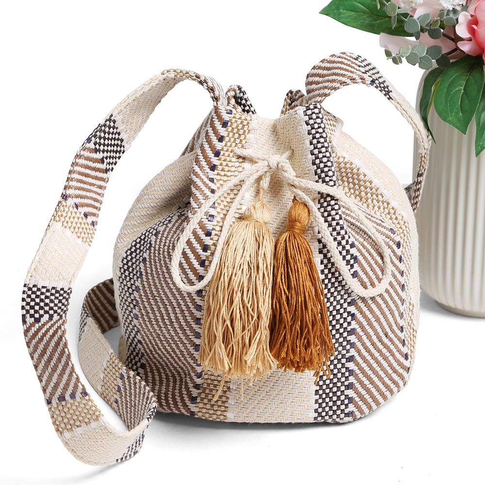 Boho Tassel Bucket Shoulder Bag / Crossbody Bag