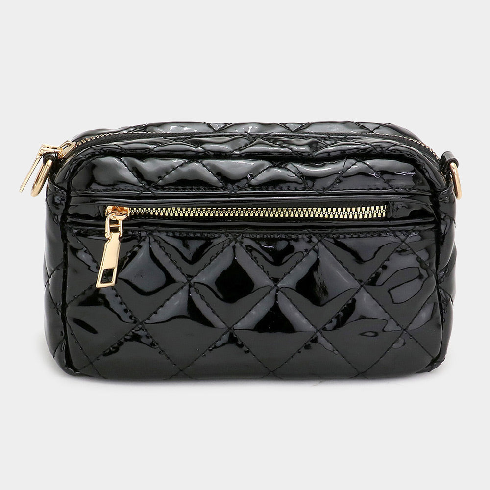 Quilted Solid Rectangle Crossbody Bag