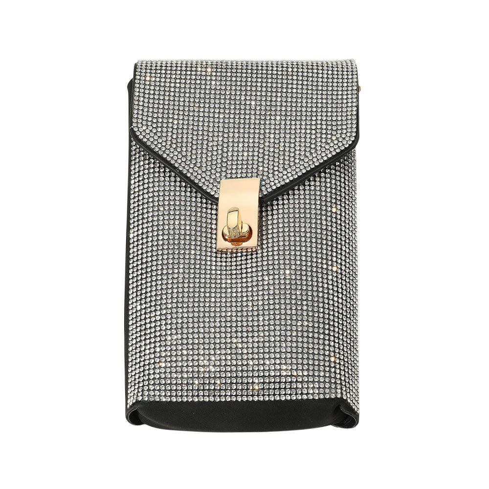 Bling Studded Rectangle Flap Crossbody Cellphone Bag